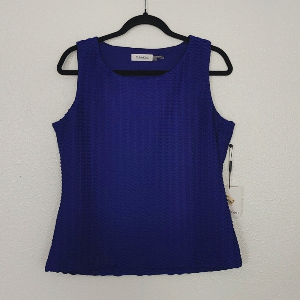 Calvin Klein sleeveless royal blue tank top petite large new with tags